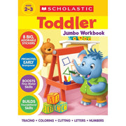 Scholastic Toddler Jumbo Workbook, Educational Activity Book for Fine Motor Skills and Early Learning, Alphabet, Numbers, Shapes, Colors, Stickers