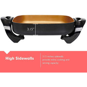 Caynel 16 Inch Nonstick Electric Skillet Jumbo, 1400W, Tempered Glass Lid, Cool-Touch Handles, Rectangle Basin, EL438