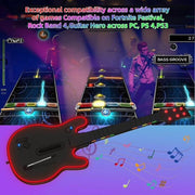Prociv Wireless Guitar Controller Compatible w/PS4/P S3/PC, Wireless Guitar Remote w/Strap/RGB Light, Sleek Black