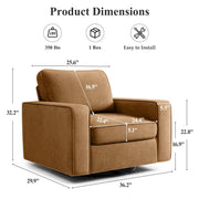 Coolhut 360 Swivel Accent Chair, Upholstered Beige Fabric, 36.2 in Wide, Sturdy Wood Frame with Metal Legs
