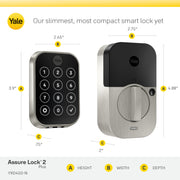 Yale Assure Lock 2 Plus Smart Keyless Wi-Fi Deadbolt with Touchscreen Keypad, Apple Home Keys Compatible, Black Suede, YRD450-N-WF1-BSP