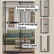Fairy Baby 70.8 in Extra Tall Cat Gate, Adjustable 29.99-45.62 in Width, Pressure Mounted, Walk-Through Black Metal