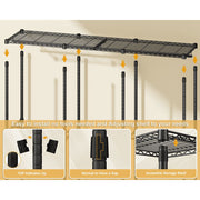Ulifhome Heavy Duty Closet Organizer System, Adjustable Freestanding Clothes Rack with Zippered Dustproof Cover, 960 lb Capacity, 71 in W x 76.5 in H, Black/Grey, ULIF-E14C-Black