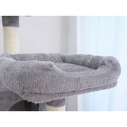 Vibrant Life Heavy Duty 7-Level 67-Inch Cat Activity Center with Scratch Ramp, Hammock, Two Condos, Gray