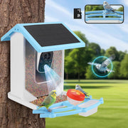 Naipo Smart Bird Feeder with Wireless Camera, Automatic Bird Video Recording, 64G TF Card, Blue & White - Solar Powered