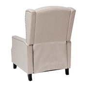 Flash Furniture Prescott Push Back Recliner Chair, Slim Wingback Design, Cream Polyester Upholstery with Nailhead Trim, 61 in