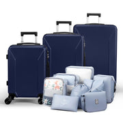 Zimtown 3-Piece Luggage Set with 8 Packing Cubes, Hard Shell Suitcases with Spinner Wheels TSA Lock, Blue