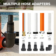 Prostormer 1HP Submersible Water Pump, 3700GPH High Flow, Auto On/Off Float Switch, Multiple Hose Adapters, 120V