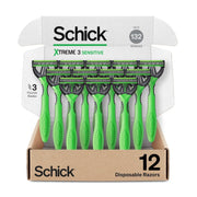 Schick Xtreme 3 Sensitive 3-Blade Disposable Razors for Men (12 Count)