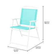 Mainstays Albany Lane 3-Piece Bistro Set, Blue, Tempered Glass Tabletop, Rust-Resistant Steel Frame
