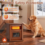 Airo Comfort Electric Infrared Space Heater, 1500W Quartz Heater, Adjustable Thermostat, Remote Control, Child Safety Lock, Light Finish