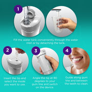 GuruNanda Compact Dental Water Flosser, Travel Size Oral Irrigator with 180 mL Tank, Cordless Rechargeable, White