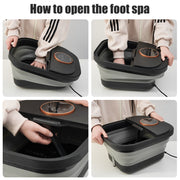 FOFOJY Collapsible Foot Spa with Heated Massage Rollers, Bubble Function, Temperature Control, Remote Control, Pedicure Kit, Black