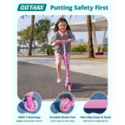 Gotrax K03 Kids Kick Scooter, LED Light-Up Wheels, Adjustable Handlebars, Lightweight 4.6 lb, Purple, Supports Up to 110 lb