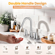 Wowow 8 in. Widespread Double Handle Bathroom Sink Faucet, Brushed Nickel, Stainless Steel, 360 Swivel Spout, Pop-Up Drain Included, 2325500