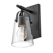 Hinkley Lighting Foster Medium Single Light Bath Wall Sconce Clear Glass Black Finish