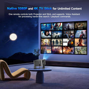 Magcubic Mini Projector, Smart Portable with 4K Support, Built-In TV Stick, 900 ANSI Lumens, Auto Focus, Obstacle Avoidance, Voice Control, Dual 15W Dolby Audio Speakers, HY350GT