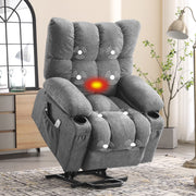 JONPONY XL-B1268LM-X  Power Lift Recliner Chair for Elderly with Heat and Vibration Massage, Grey