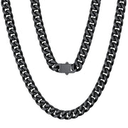 ChainsProMax CPN16351H-7-24-AM Black Men's Thick Necklace Chain 24inch Long Cuban Link Chain Stainless Steel Necklace,