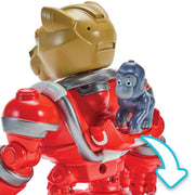 Playmates Toys Team Mekbots Animal Rescue Lion Mek Collectible Action Figure with Mei-Lin and Baby Monkey, Multicolor, 8 in, 56534