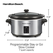 Hamilton Beach 33676 Programmable Stay or Go Slow Cooker, 7 Quart Capacity, Silver