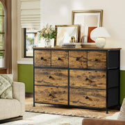 Gunaito 1834459 Steel Frame Wooden 8 Drawer Dresser For Bedroom (Rustic Brown)