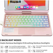 Kvago iPad Keyboard Case for 10.2 Inch 9th 8th 7th Generation with Backlit Touchpad, Auto Sleep/Wake, Built-In Pencil Holder, Rose Gold