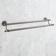 Signature Hardware Traditional Double Towel Bar, 26-3/4 in, Aged Brass Finish, Metal Construction, 955107