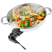 CucinaPro Electric Skillet By Cucina Pro - 18/10 Stainless Steel with Tempered Glass Lid, 12