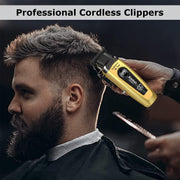 KEMEI Hair Clippers, 11500 RPM Motor, Cordless Hair Trimmer with LED Display, DLC Stainless Steel Blade, 2000 mAh Battery, Charging Base, 8 Guide Combs, Gold, 90-4