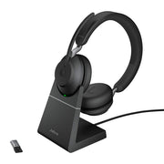 Jabra Evolve2 65 Bluetooth Wireless Headset, Dual-Ear On-Ear Headphones with USB-A Adapter, Charging Stand, 37 Hours Battery Life, Passive Noise Cancellation, Black