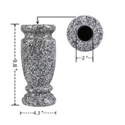 CasaWorks Gray Granite Cemetery Vase, Durable Heavy 9 lb Outdoor Memorial Flower Holder, Polished Finish, 4.3 in Diameter, 9.8 in Height
