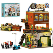 GZBrick Cities Repair Shop Building Blocks, 1637PCS, Multicolor, Compatible with Lego Street View Construction