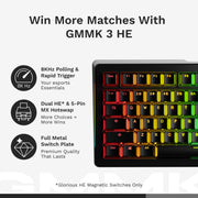 Glorious GMMK 3 HE 75% Wired Gaming Keyboard with Hall Effect Linear Switches, Rapid Trigger, Adjustable Actuation, RGB Backlighting, Hot Swappable, Modular Gasket System, Double-Shot PBT Keycaps, Black