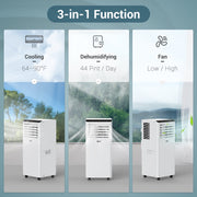 DuraComfort Portable Air Conditioner 8000 BTU, 3-in-1 AC Unit with Dehumidifier and Fan, Remote Control, 24H Timer, for Room up to 200 Sq.Ft