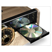 Victrola VTA-270B-FNT 6-in-1 Wood Empire Mid Century Modern Bluetooth Record Player with 3-Speed Turntable, Farmhouse Walnut