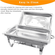 Jacgood Chafing Dish Buffet Set, 4 Pack, 8 Quart Half Pan, Stainless Steel Food Warmer with Water Pans and Fuel Holders