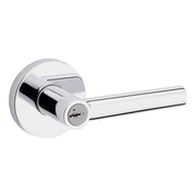 Kwikset Milan Keyed Entry Lever Door Handle Set with Round Rose featuring Smart Key Security in Polished Chrome