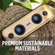 House Of Marley Get Together 2 Portable Bluetooth Speaker, Waterproof, Bamboo Design, Black, 20-Hour Battery Life