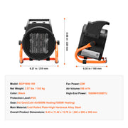 KFFKFF Greenhouse Heater, 1500W PTC Rapid Heating, Overheat Protection, 3-Speed Adjustable Fan, Compact Portable Design, BGP1506-150