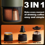 Gvode Portable Espresso Machine 3-in-1 Coffee Maker with 20 Bar Pressure Pump, Rechargeable Battery, Forest Green