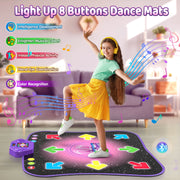 Beefunni Light-Up 8-Button Interactive Dance Mat Toy, Wireless Bluetooth, Purple, Ages 3-12, 37.4x33.8 in, 799-13A