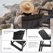 Naipo Tall Adirondack Chairs Set of 2, Weather-Resistant HDPE Outdoor Bar Stools with Removable Connecting Tray and Umbrella Holes, Black, AC01