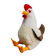 Hugfun Plush Chicken, Oversized 20-Inch Soft White with Brown Wing Tip and Tail Feathers, Yellow Beak, 221883