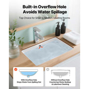 KFFKFF Rectangular Undermount Bathroom Sink, White Ceramic Basin with Overflow, 18.11 x 12.99 in, 0317