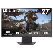 LG UltraGear 27-Inch Curved QHD VA Gaming Monitor, 180Hz Refresh Rate, 1ms Response Time, AMD FreeSync, HDR10, sRGB 99%, 2 HDMI 2.0 Ports, DisplayPort 1.4, Tilt Adjustable, 27GS60QN-B