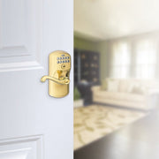 Schlage FE595 PLY 505 FLA Plymouth Keypad Entry Flair Style Levers Bright Brass