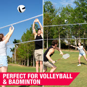 MD Sports Pro Volleyball and Badminton Set with Adjustable Steel Poles, 32 ft Nylon Net, 4 Aluminum Alloy Badminton Rackets, Synthetic Leather Volleyball, Includes Pump and Duffle Bag