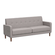 Mellow MLSF-AD-LG-3P Adair Mid-Century Modern Loveseat with Armrest Storage Pockets, Light Grey