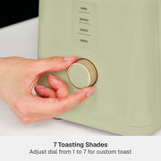 Thyme & Table 2-Slice Toaster, 900-Watt, Extra-Wide Self-Adjusting Slots, Seven Shade Settings, Adaptive ThymeToast Technology, Removable Crumb Tray, Eucalyptus Green, TT2242R-ECOM